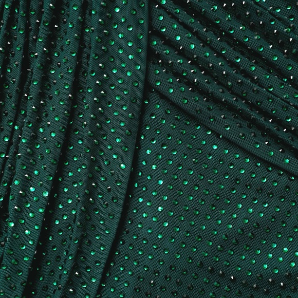 self-portrait Emerald Green Rhinestone Mesh Midi Dress Size US4 - MSRP $700 -NWT - Picture 9 of 9